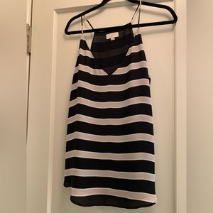 Black, white and pale pink striped cami